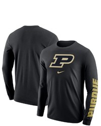 Nike Black Purdue Boilermakers Team Lockup 2 Hit Long Sleeve T Shirt