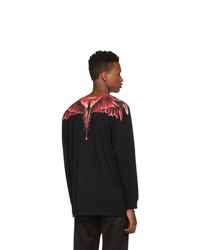 Marcelo Burlon County of Milan Black Red Ghost Wings Long Sleeve T Shirt