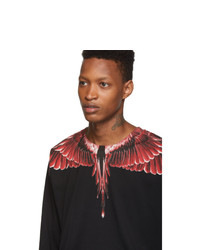 Marcelo Burlon County of Milan Black Red Ghost Wings Long Sleeve T Shirt