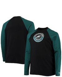 New Era Blackmidnight Green Philadelphia Eagles Big Tall League Raglan Long Sleeve T Shirt