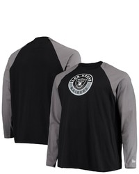 New Era Blacksilver Las Vegas Raiders Big Tall League Raglan Long Sleeve T Shirt