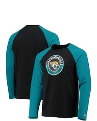 New Era Blackteal Jacksonville Jaguars League Raglan Long Sleeve T Shirt