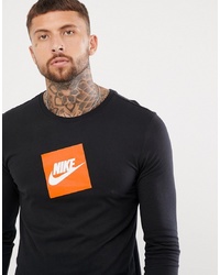 Nike Box Logo Long Sleeve T Shirt In Black Aj3873 010