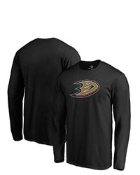 FANATICS Branded Black Anaheim Ducks Primary Team Logo Long Sleeve T Shirt