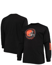 FANATICS Branded Black Cleveland Browns Big Tall Color Pop Long Sleeve T Shirt