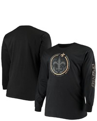 FANATICS Branded Black New Orleans Saints Big Tall Color Pop Long Sleeve T Shirt