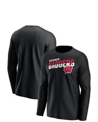 FANATICS Branded Black Wisconsin Badgers Quick Slant Raglan Long Sleeve T Shirt At Nordstrom