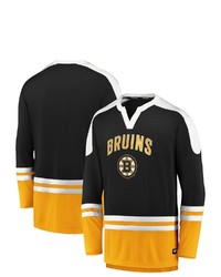 FANATICS Branded Blackgold Boston Bruins Iconic Slapshot Long Sleeve T Shirt