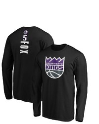 FANATICS Branded Deaaron Fox Black Sacrato Kings Team Playmaker Name Number Long Sleeve T Shirt