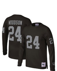 Mitchell & Ness Charles Woodson Black Oakland Raiders Throwback Retired Player Name Number Long Sleeve Top