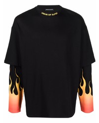 Vision Of Super Flame Print Layered Sleeve T Shirt