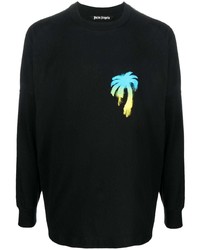 Palm Angels Graffiti Logo Print Long Sleeved T Shirt