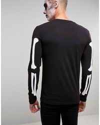 Asos Halloween Long Sleeve Muscle T Shirt With Rib Cage Print