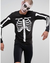 Asos Halloween Long Sleeve Muscle T Shirt With Rib Cage Print