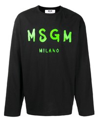 MSGM Logo Print Long Sleeve T Shirt