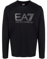 Ea7 Emporio Armani Logo Print Long Sleeved T Shirt