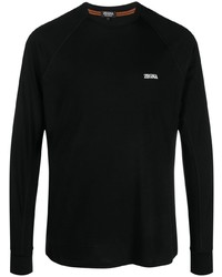 Zegna Logo Print Long Sleeved T Shirt