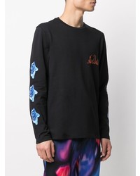 Paul Smith Logo Print Top With Rose Print Sleeves