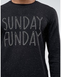 Asos Long Sleeve Skater T Shirt In Nepp Fabric With Sunday Print