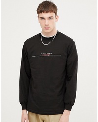 Parlez Long Sleeve T Shirt With Embroidered Bar Logo In Black