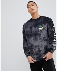 HUF Long Sleeve T Shirt With Takeover Back Print In Black