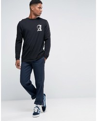 Asos Longline Long Sleeve T Shirt With Front And Back Print