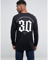 Asos Longline Long Sleeve T Shirt With Front And Back Print