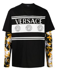 Versace Medusa Logo Barocco Sleeve T Shirt