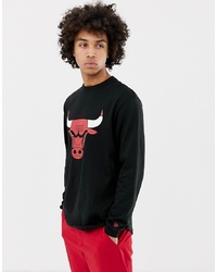 New Era Nba Chicago Bulls Long Sleeve T Shirt With Scooped Hem In Black