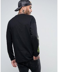 Asos Oversized Long Sleeve T Shirt With Fire Sleeve Print