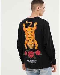 ASOS DESIGN Oversized Long Sleeve T Shirt With Souvenir Tiger Back Print
