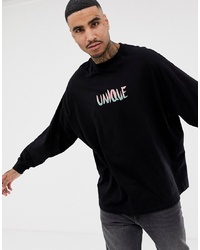 ASOS DESIGN Oversized Long Sleeve T Shirt With Unique Text Print
