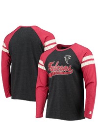 STARTE R Blackred Atlanta Falcons Throwback League Raglan Long Sleeve Tri Blend T Shirt