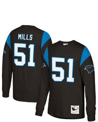 Mitchell & Ness Sam Mills Black Carolina Panthers Throwback Retired Player Name Number Long Sleeve Top