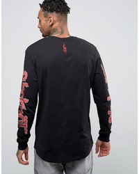 Asos Slipknot Long Sleeve Band T Shirt With Sleeve Print And Curve Hem