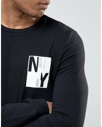 Asos Tall Longline Long Sleeve T Shirt With New York Chest Print