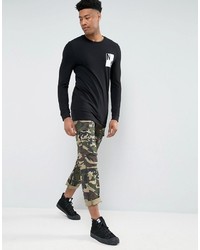 Asos Tall Longline Long Sleeve T Shirt With New York Chest Print