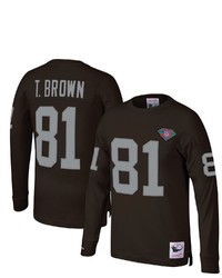 Mitchell & Ness Tim Brown Black Los Angeles Raiders Throwback Retired Player Name Number Long Sleeve Top