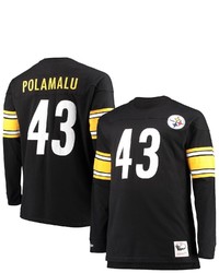 Mitchell & Ness Troy Polamalu Black Pittsburgh Ers Big Tall Retired Player Name Number Long Sleeve Top