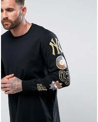 Majestic Yankees Long Sleeve T Shirt With Sleeve Print To Asos
