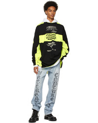 Vetements Yellow Black Motocross Patched Logo Long Sleeve T Shirt