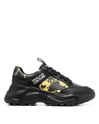 VERSACE JEANS COUTURE Chain Link Print Leather Low Top Sneakers