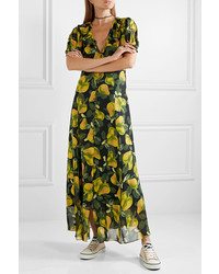 Marc Jacobs Printed Ruffled Crepe Midi Dress