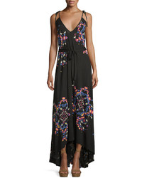 French Connection Printed Tie Strap Maxi Dress Black Multi