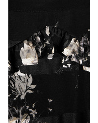 Erdem Annabelle Ruffled Printed Silk Chiffon Maxi Skirt Black