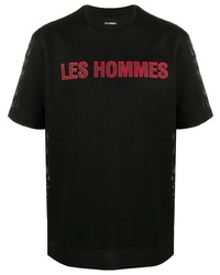 Les Hommes Logo Print Mesh Style T Shirt