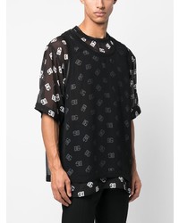 Dolce & Gabbana Monogram Print Layered Mesh T Shirt