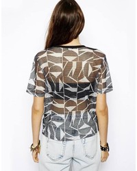 Asos T Shirt In Open Mesh With Nyc Print
