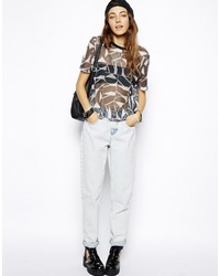 Asos T Shirt In Open Mesh With Nyc Print