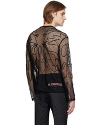 Charles Jeffrey Loverboy Black Graphic Net Long Sleeve T Shirt